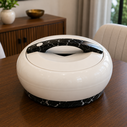 White Hot Pot with Black Marble Handle