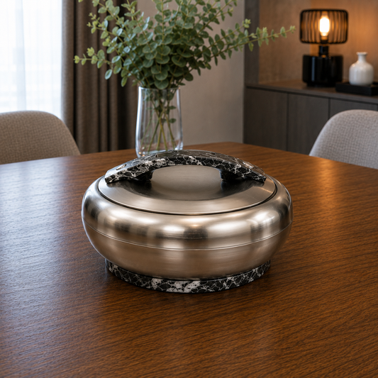 Matte Nickel Black Marble Hotpot