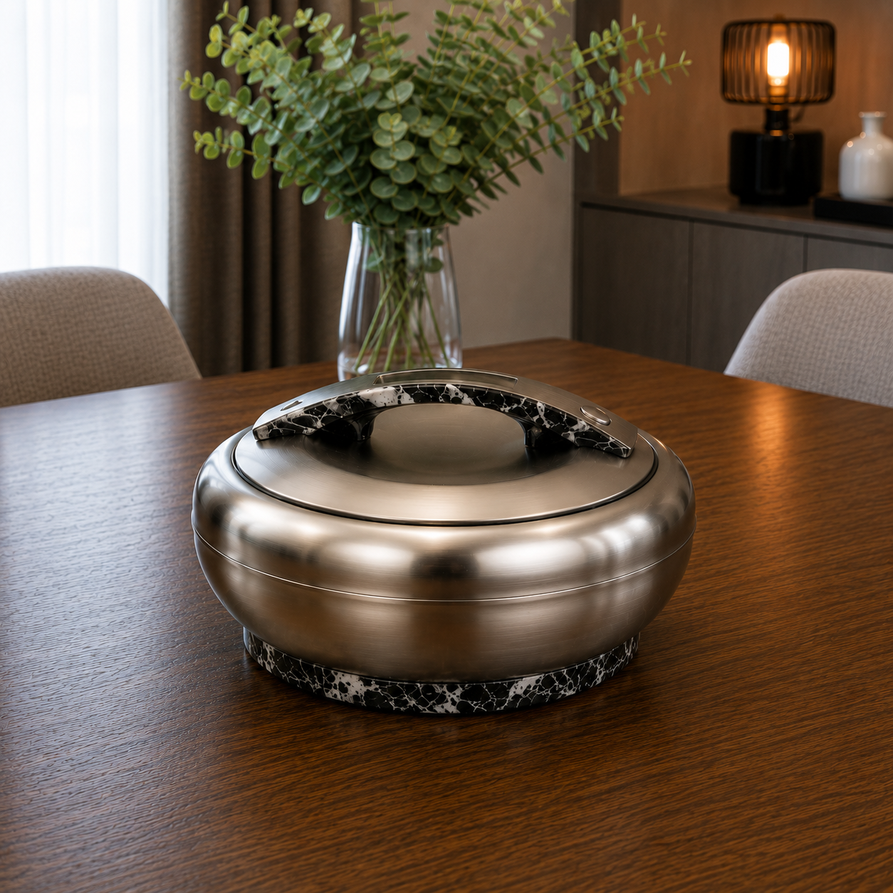 Matte Nickel Black Marble Hotpot