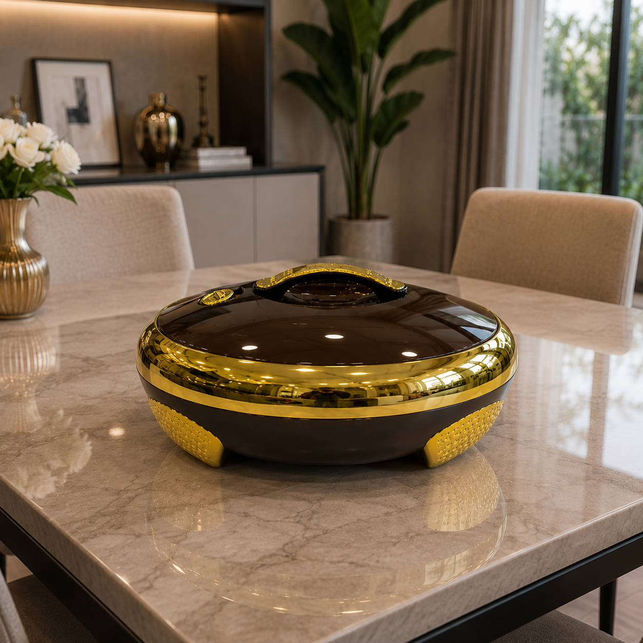 Luxury Gold & Brown Insulated Hotpot