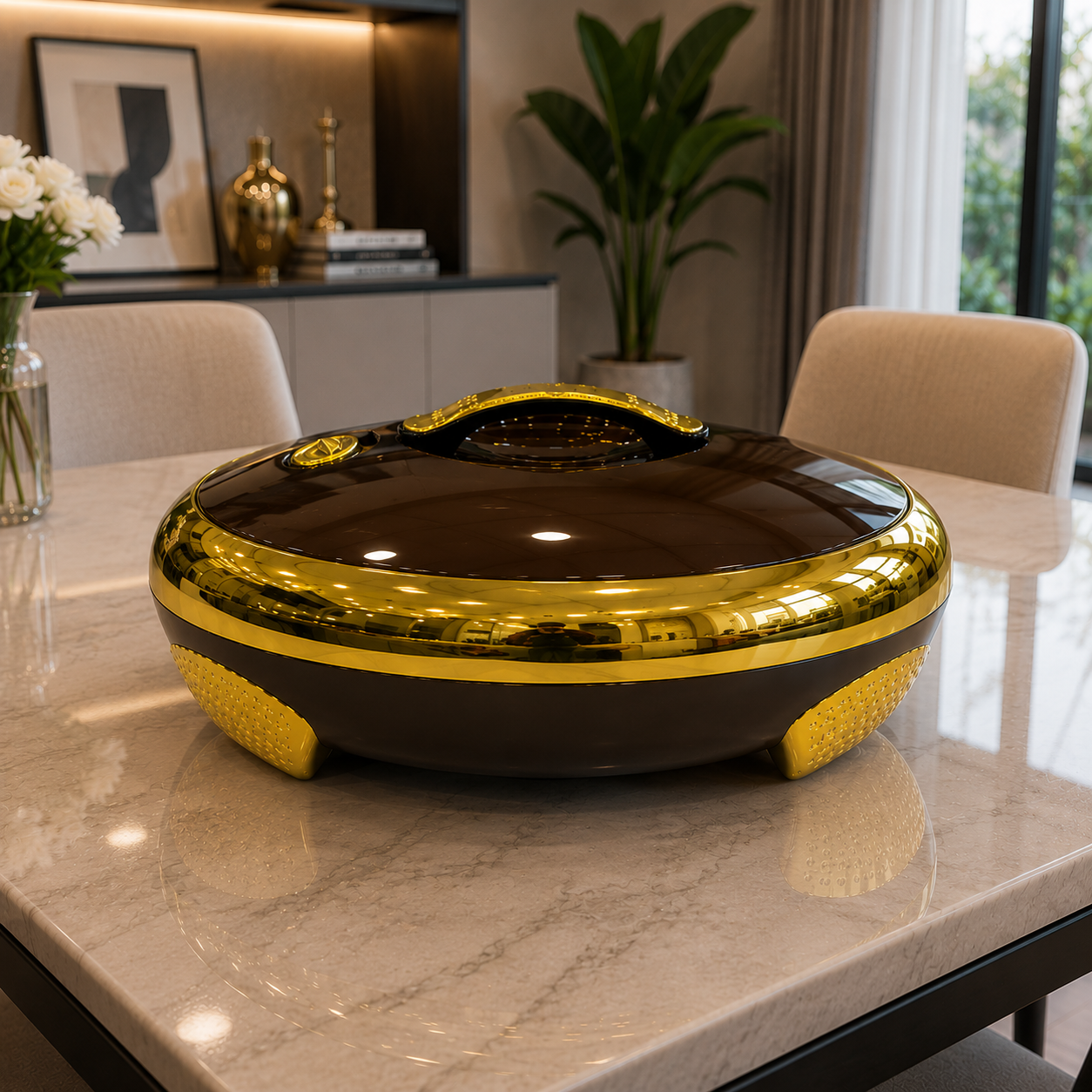 Luxury Gold & Brown Insulated Hotpot