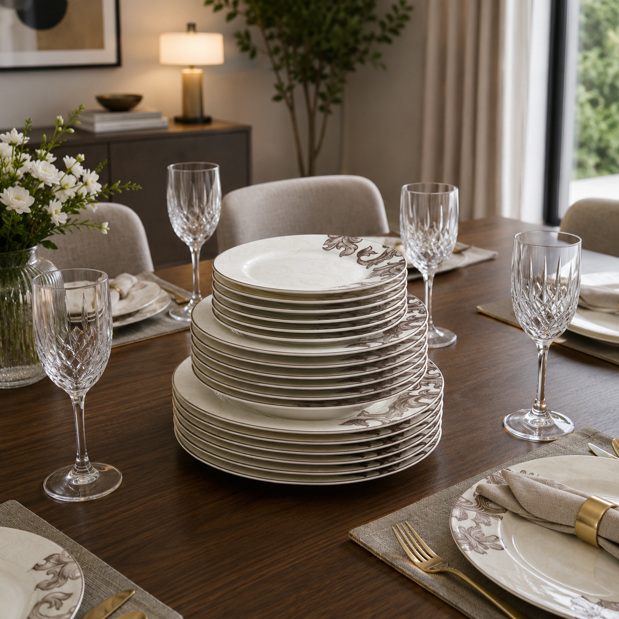 Elegant Super Bone Dinner Set | 61 Pcs