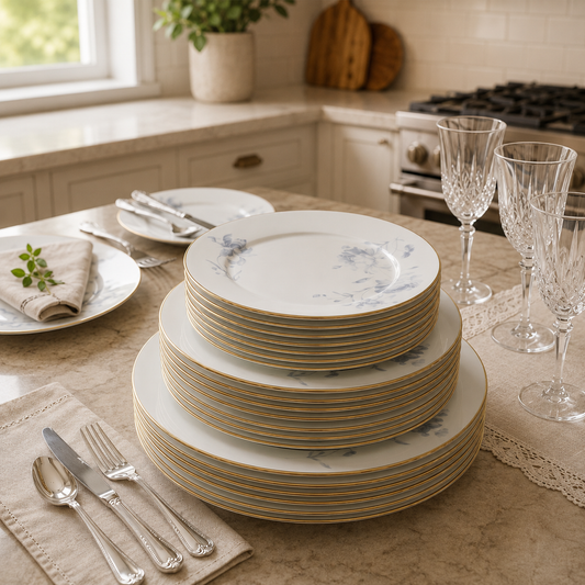Elegant Blue Super Bone Dinner Set