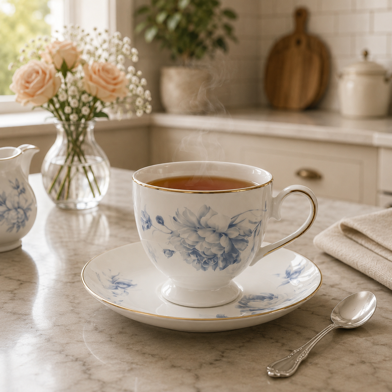 Elegant Blue Super Bone Dinner Set
