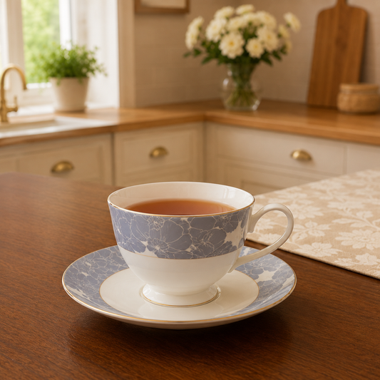 Bone China 24 Pieces Tea Set – Elegant Floral Design Tea Cup & Saucer