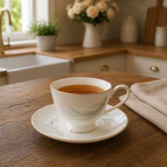Bone China 24 Pieces Tea Set – Elegant White & Gold Tea Cup
