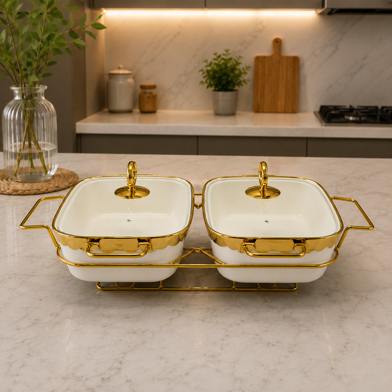 Azure Royale 11.5 Inches Rectangular Twin Serving Set