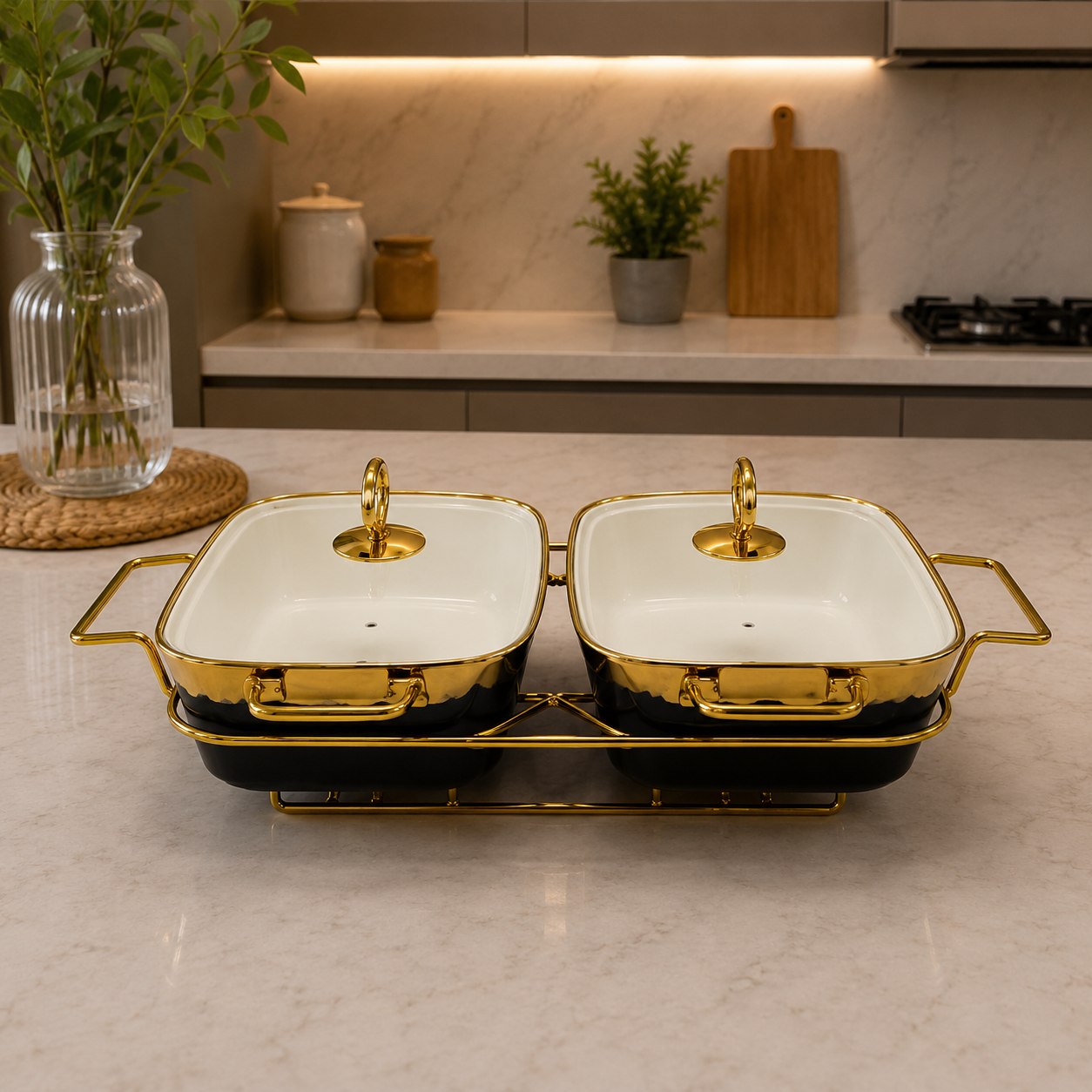 Azure Royale 11.5 Inches Rectangular Twin Serving Set