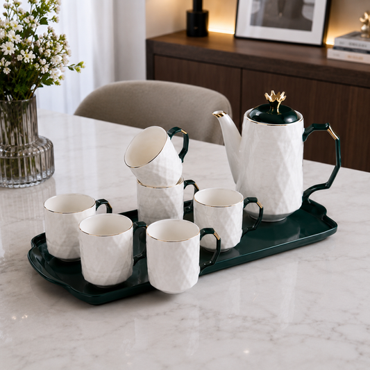Royal Crown Ceramic Coffee Set - 9Pcs