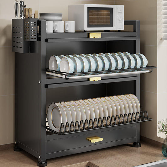 Luxe Countertop Dish Organizer Cabinet with Fluted Acrylic Display Doors