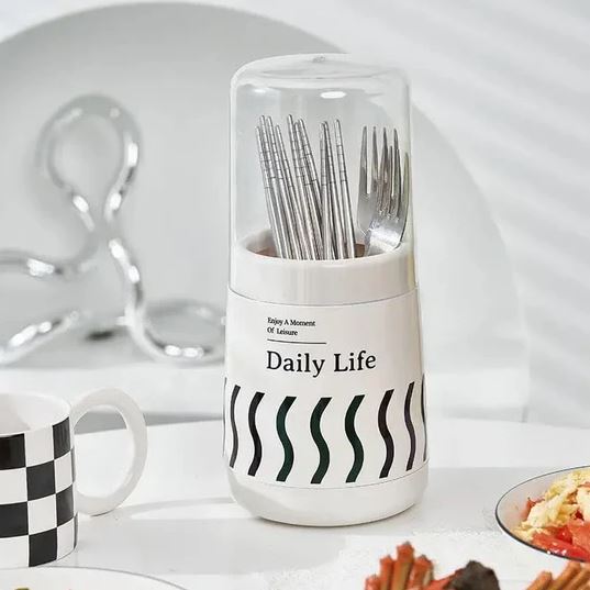 Cutlery Holder with Lid, Kitchen Tableware Cutlery Holder Box