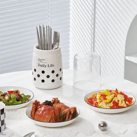 Cutlery Holder with Lid, Kitchen Tableware Cutlery Holder Box