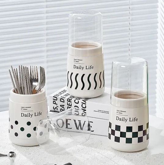 Cutlery Holder with Lid, Kitchen Tableware Cutlery Holder Box