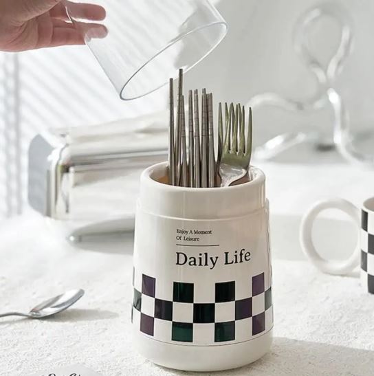 Cutlery Holder with Lid, Kitchen Tableware Cutlery Holder Box