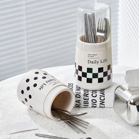 Cutlery Holder with Lid, Kitchen Tableware Cutlery Holder Box