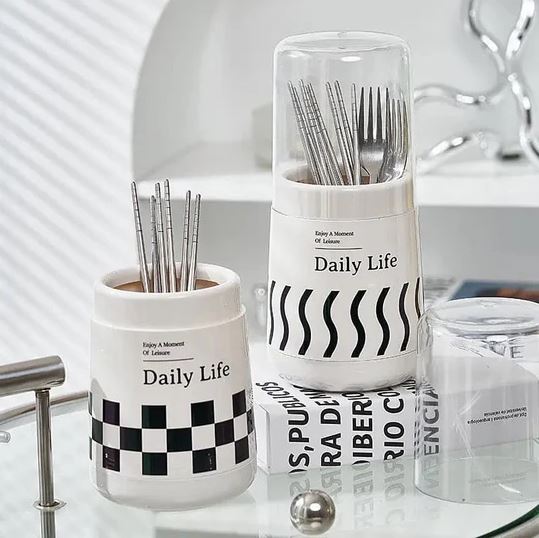 Cutlery Holder with Lid, Kitchen Tableware Cutlery Holder Box