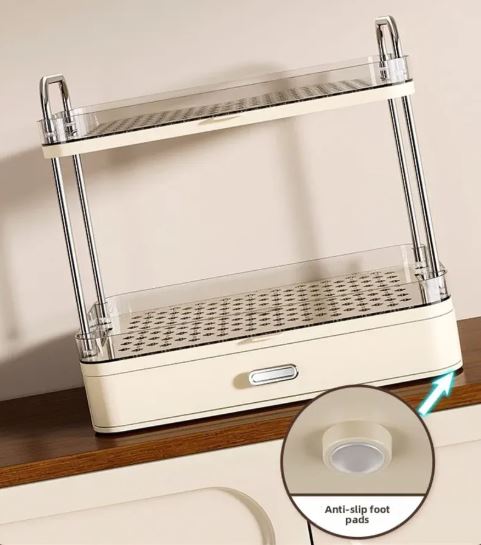 Large Capacity Double Layer Cup Rack With Drain Tray