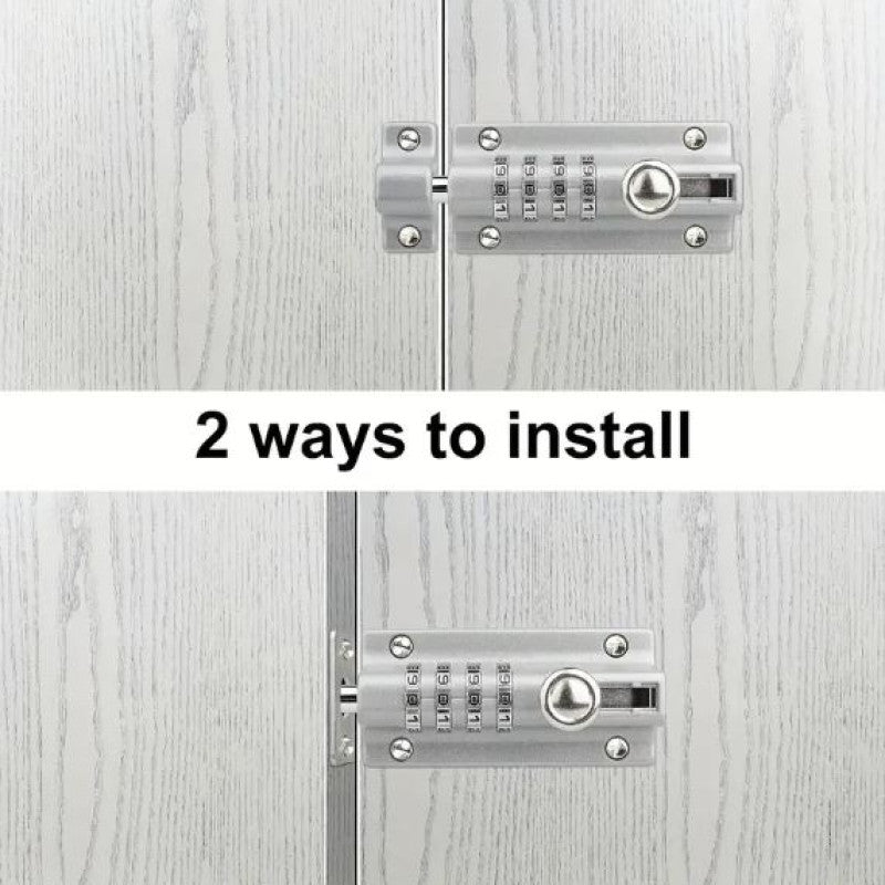 Door Latch Lock, Gate Locks For Outdoor Fence, 4 Digit Combination Bolt Lock, Outdoor Keyless Gate Lock