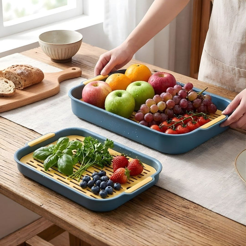Double Layer Multi Purpose Plastic Dish Drain Tray