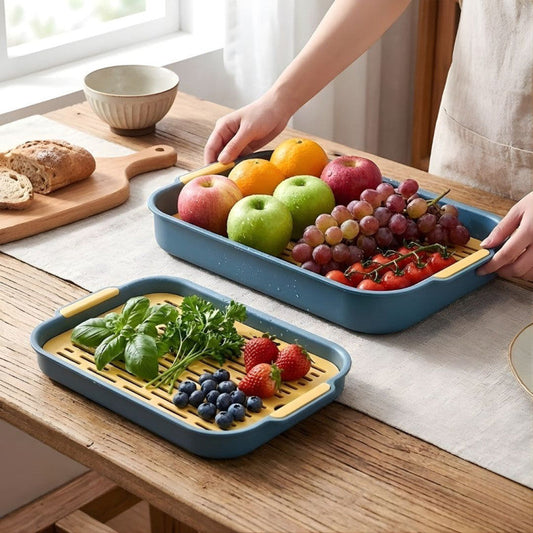 Double Layer Multi Purpose Plastic Dish Drain Tray