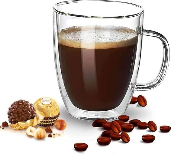 Double Wall Glass Mug with Handle for Coffee Tea Latte