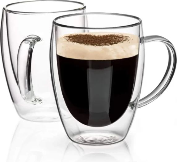 Double Wall Glass Mug with Handle for Coffee Tea Latte