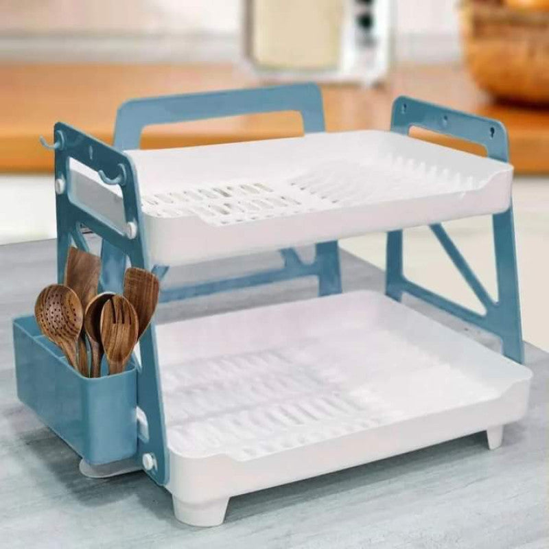 Compact 2-Tier Dish Drying Stand – Space-Saving Kitchen Organizer | Adornia.pk