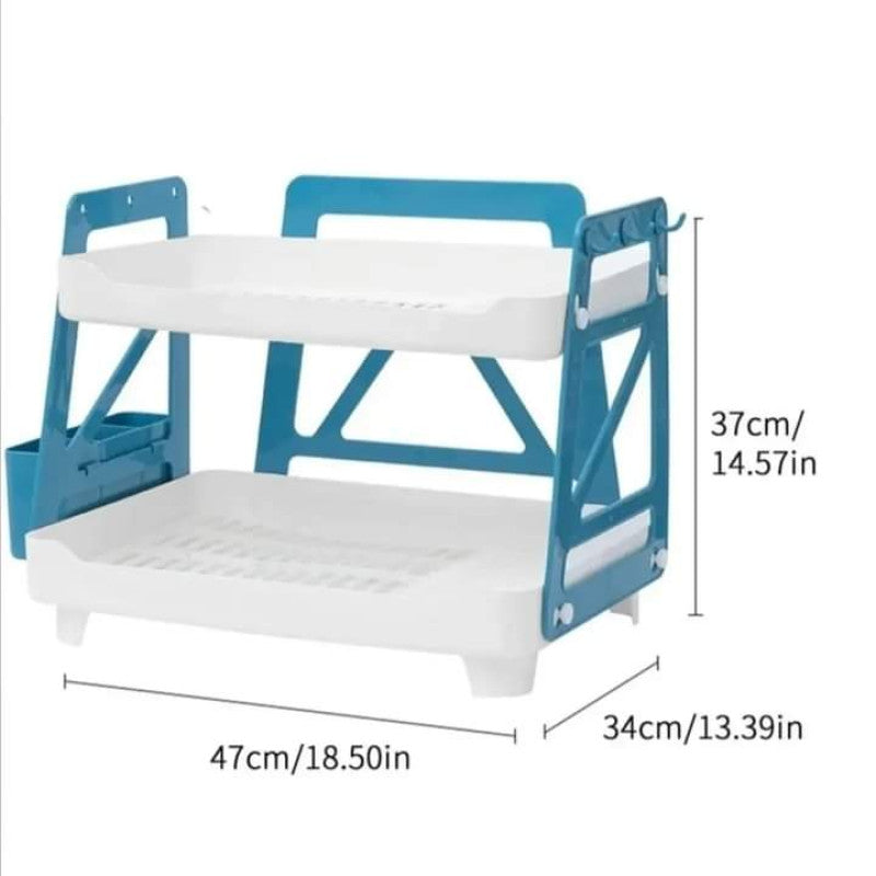 Compact 2-Tier Dish Drying Stand – Space-Saving Kitchen Organizer | Adornia.pk