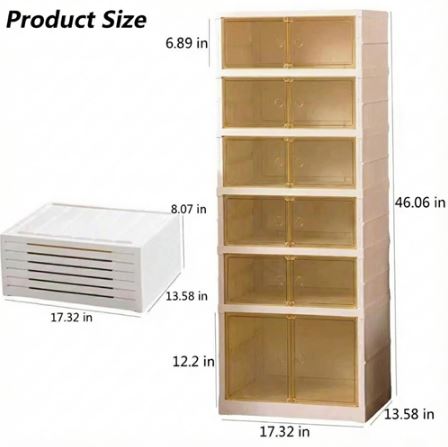 Modern Foldable Kitchen Pantry Bedroom Dining Room Organizer Cabinet – Stackable Storage Organizer with Clear Doors