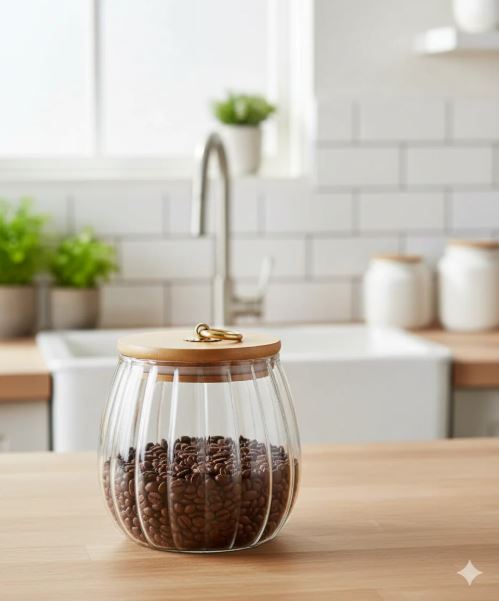 650ml Pumpkin Shaped Glass Canister Sealing Food Storage Jar with Wood Lid