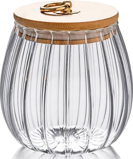 650ml Pumpkin Shaped Glass Canister Sealing Food Storage Jar with Wood Lid