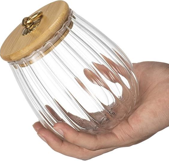 650ml Pumpkin Shaped Glass Canister Sealing Food Storage Jar with Wood Lid