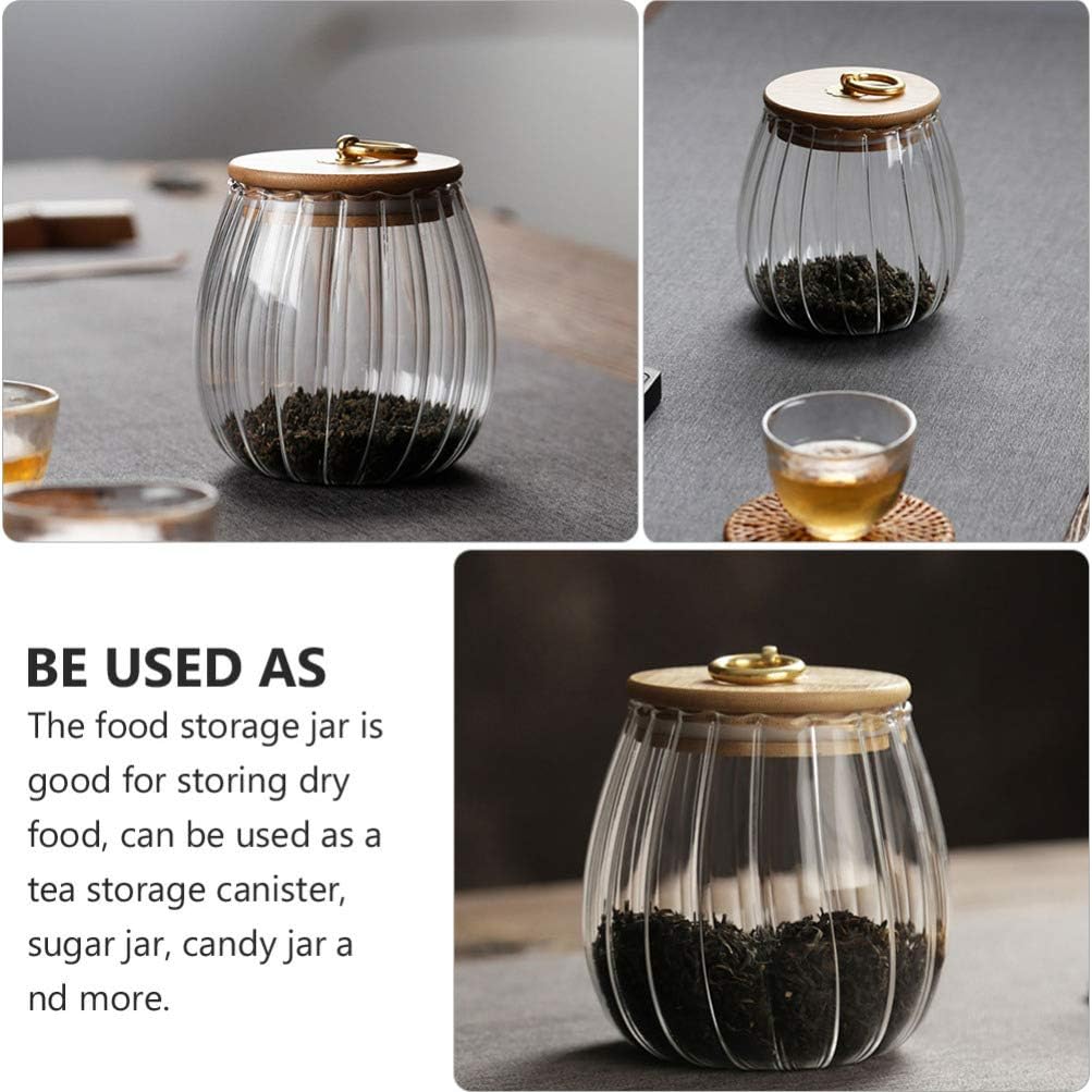 650ml Pumpkin Shaped Glass Canister Sealing Food Storage Jar with Wood Lid