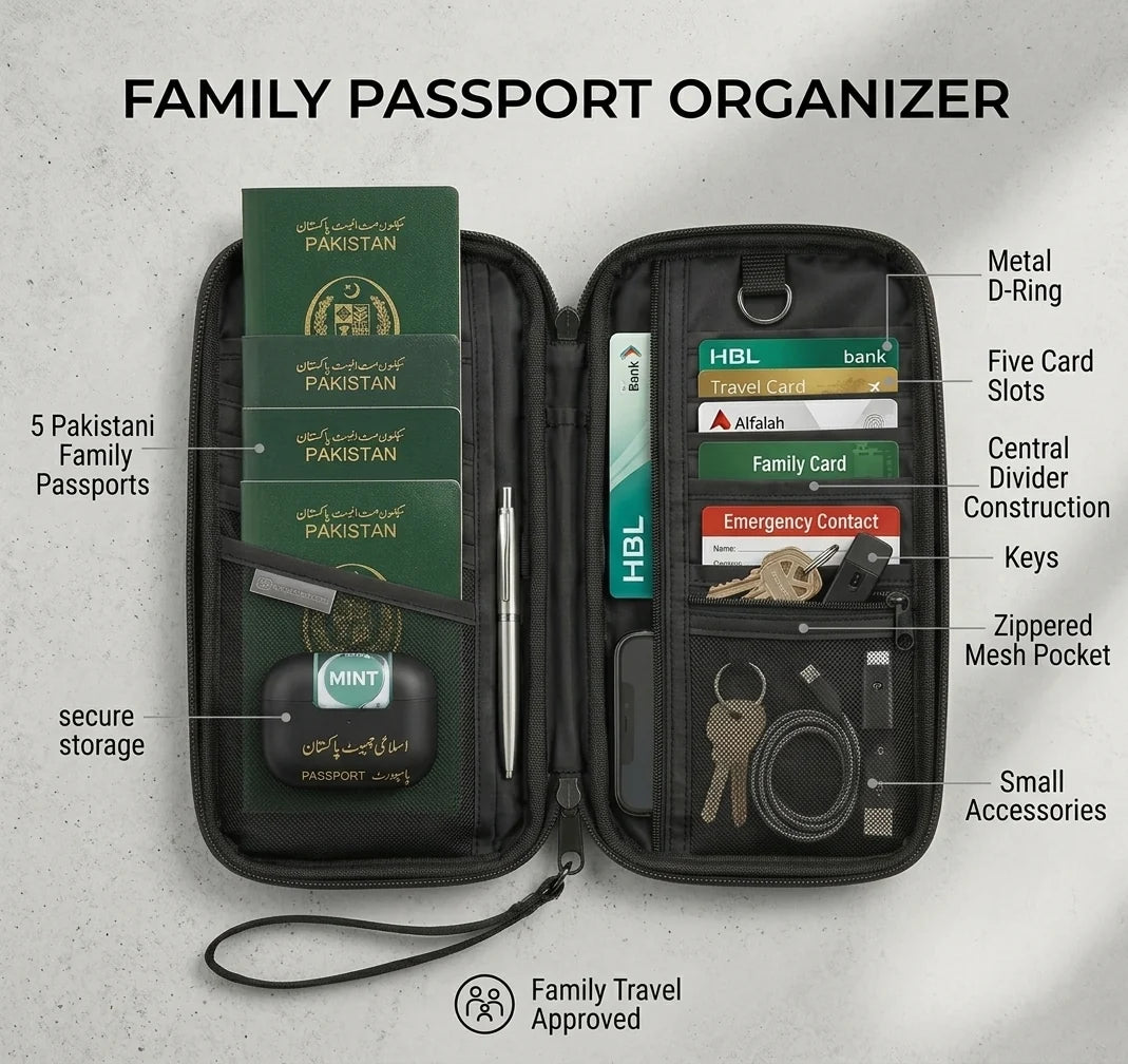 Waterproof Family Passport Holder Travel Wallet – Multi-Passport & Document Organizer (ON WEEKEND SALE)