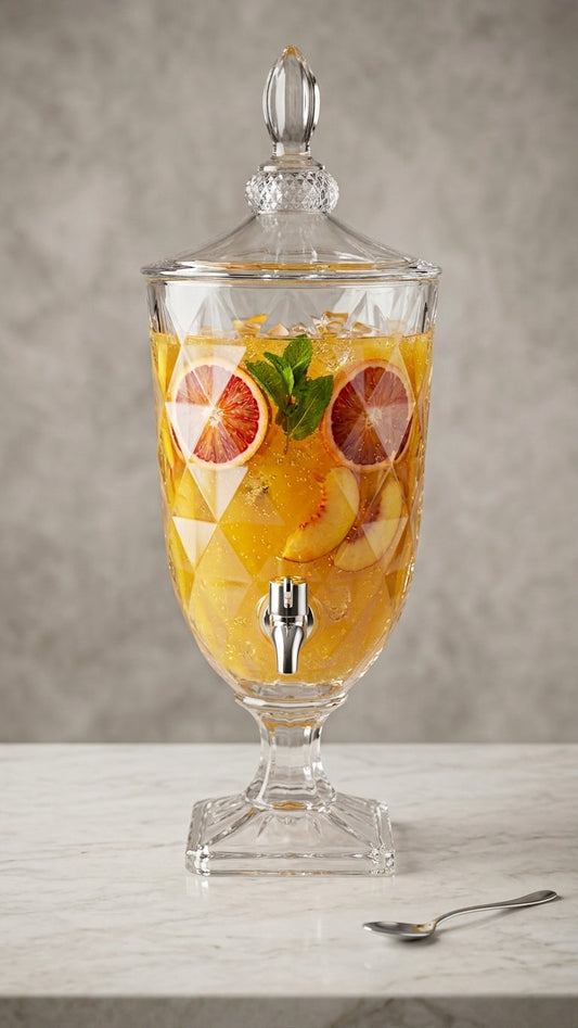 Faceted Glass Beverage Dispenser