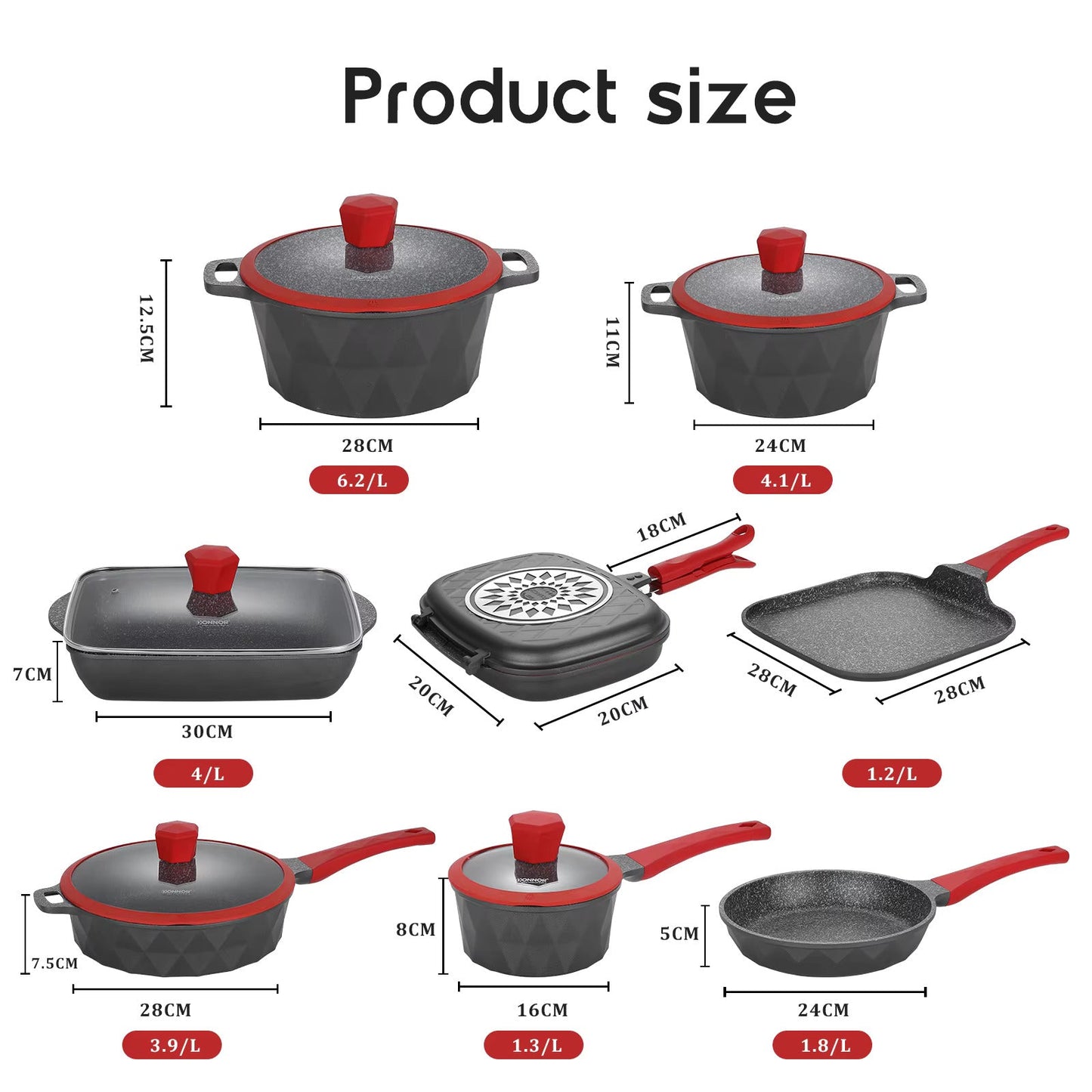 DONNOR 21-Piece Luxury Granite Cookware Set – Non-Stick Pots and Pans with Advanced Never-Stick Technology (PFOA-Free, Induction Ready) - Ivory