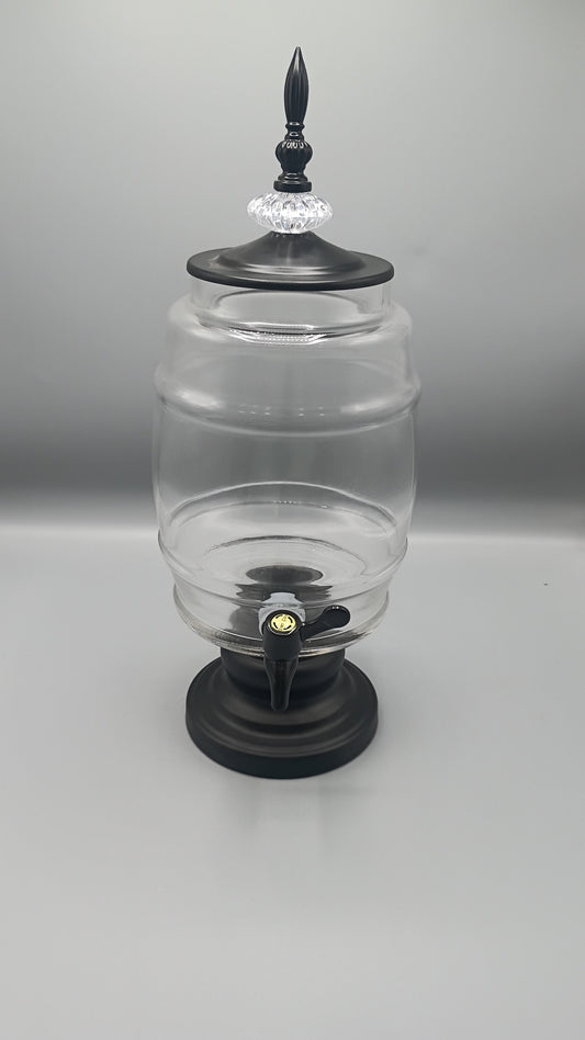 Black Rim Barrel Glass Dispenser