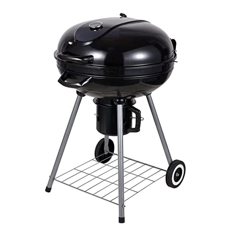Charcoal Kettle BBQ Grill with Lid & 4 Legs Rolls Portable Fire Pit Outdoor Picnic Camping Cooking (22.5 inch)