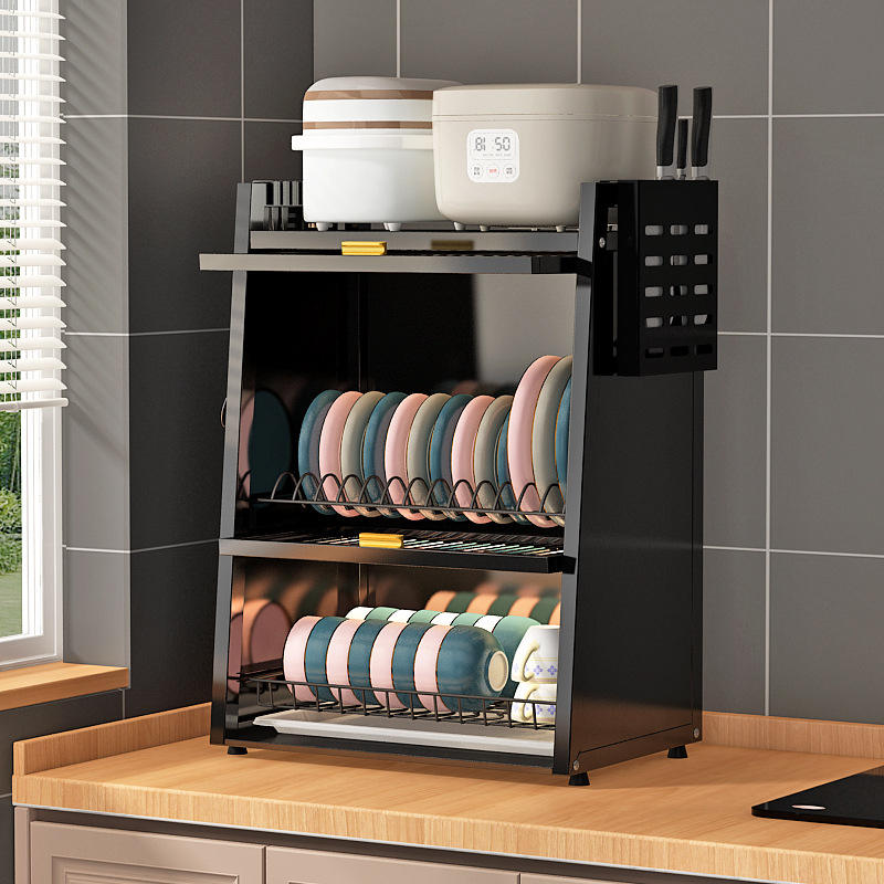 Deluxe Edition Large Capacity Kitchen Storage Drainage Cupboard Multi-functional Household Utensil Rack