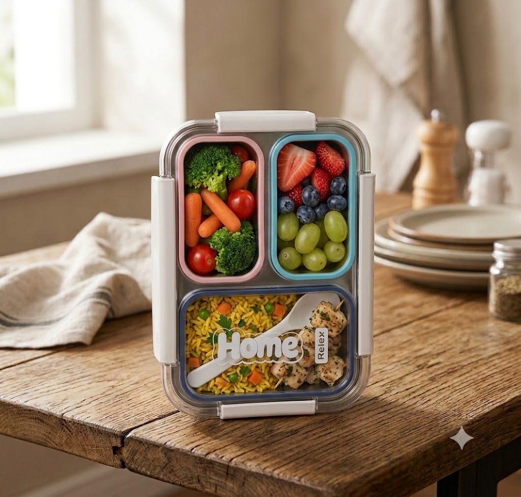 Stainless Steel 3-Compartment Bento Lunch Box