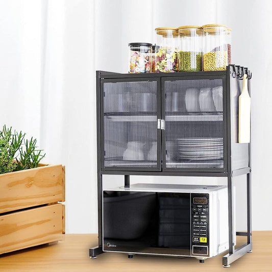 Microwave Stand With Storage Cabinets Dustproof Cupboards Dish Storage Racks Knife Tableware Storage Racks