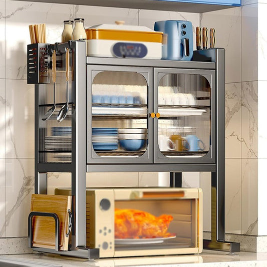 Microwave Stand With Storage Cabinets Dustproof Cupboards Dish Storage Racks Knife Tableware Storage Racks