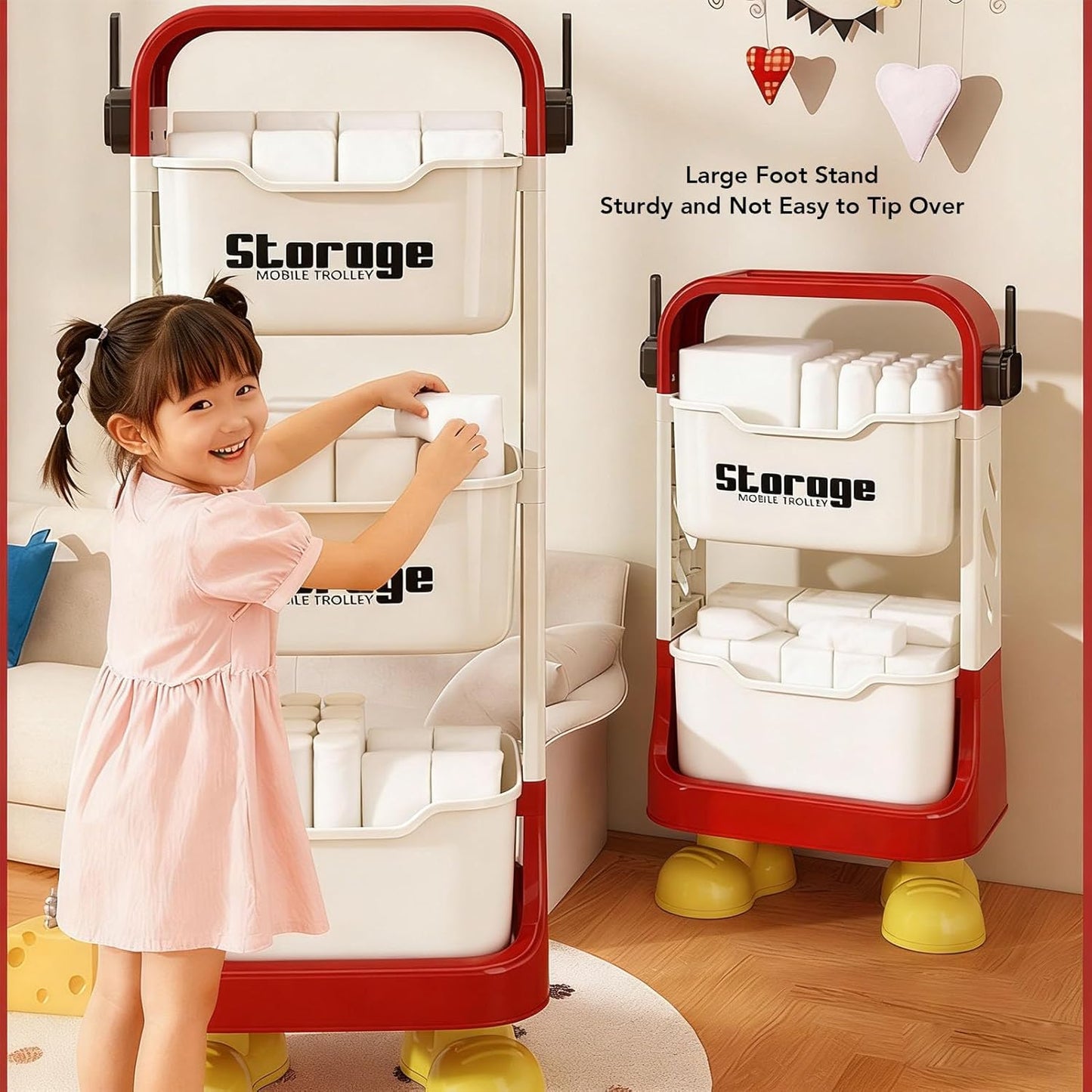 Multi-Purpose 2 & 3 Tier Large Storage Heavy Duty Storage Organizer Cart for Kitchen Bathroom Bedroom Office