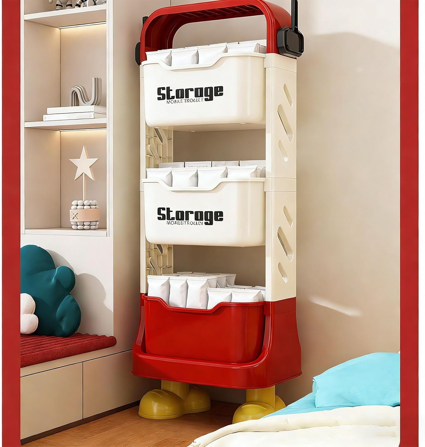 Multi-Purpose 2 & 3 Tier Large Storage Heavy Duty Storage Organizer Cart for Kitchen Bathroom Bedroom Office