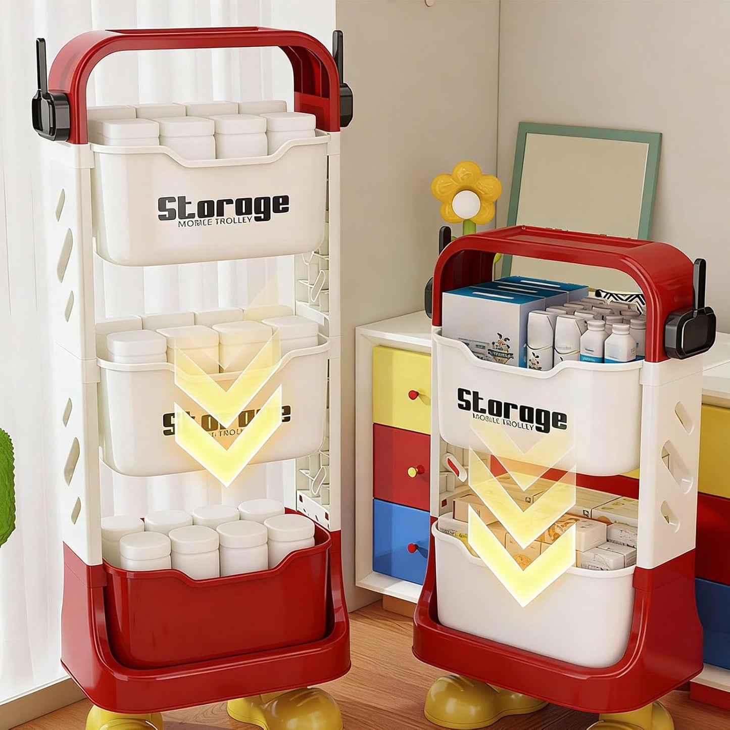 Multi-Purpose 2 & 3 Tier Large Storage Heavy Duty Storage Organizer Cart for Kitchen Bathroom Bedroom Office