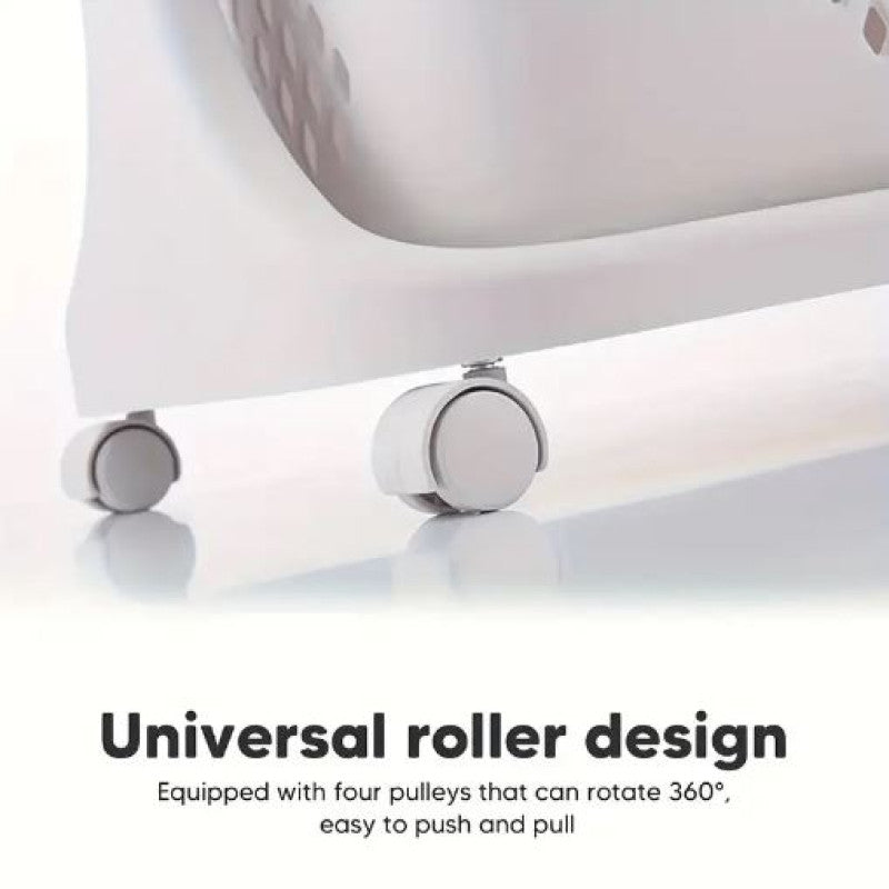 3-Tier Plastic Laundry Hamper with Wheels | Removable Storage Basket & Large Multipurpose Laundry Organizer