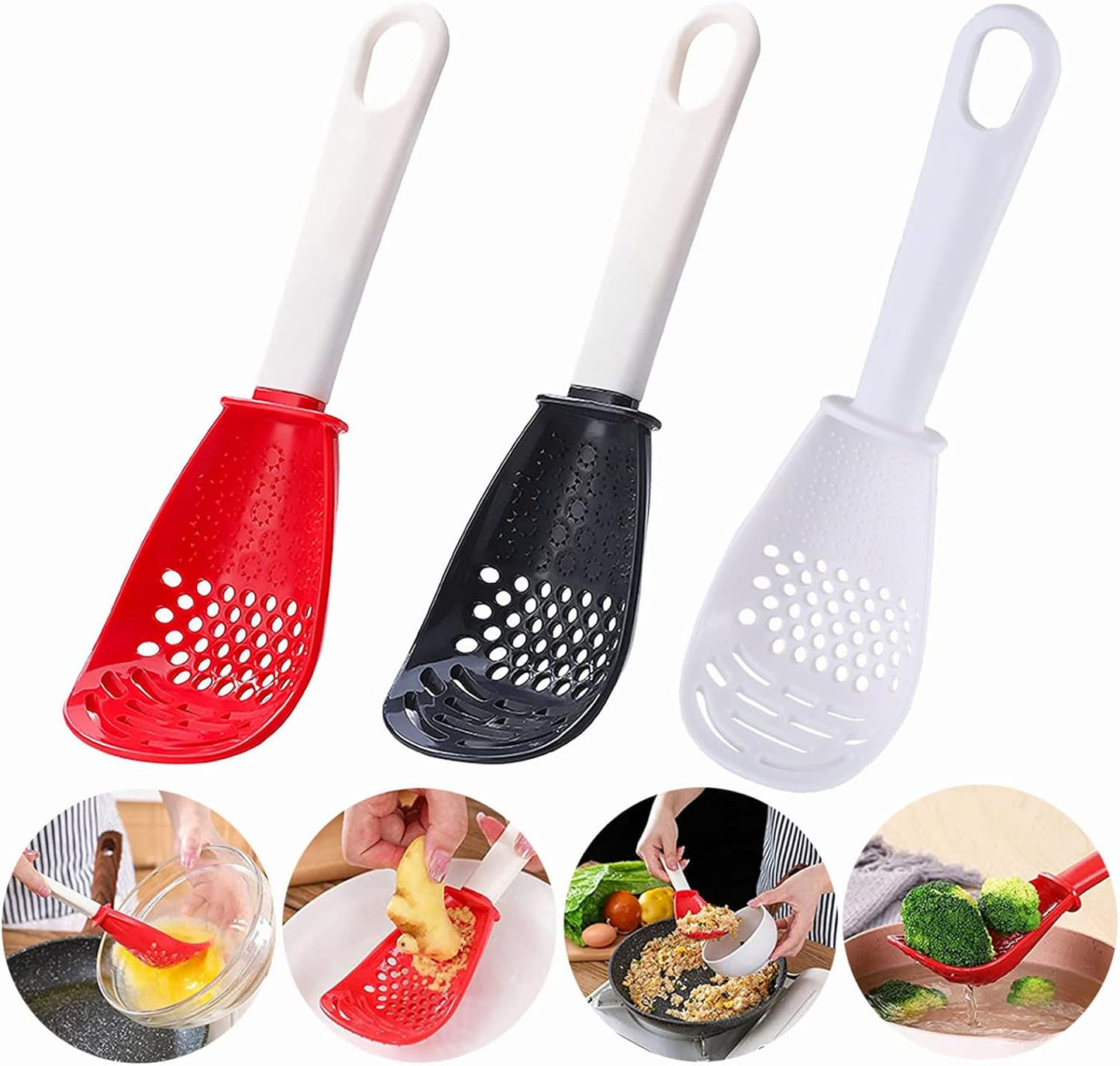 Multifunctional Kitchen Cooking Spoon - Egg Yolk Separator, Grater, Masher, Colander, Skimmer, Scoop - Heat Resistant