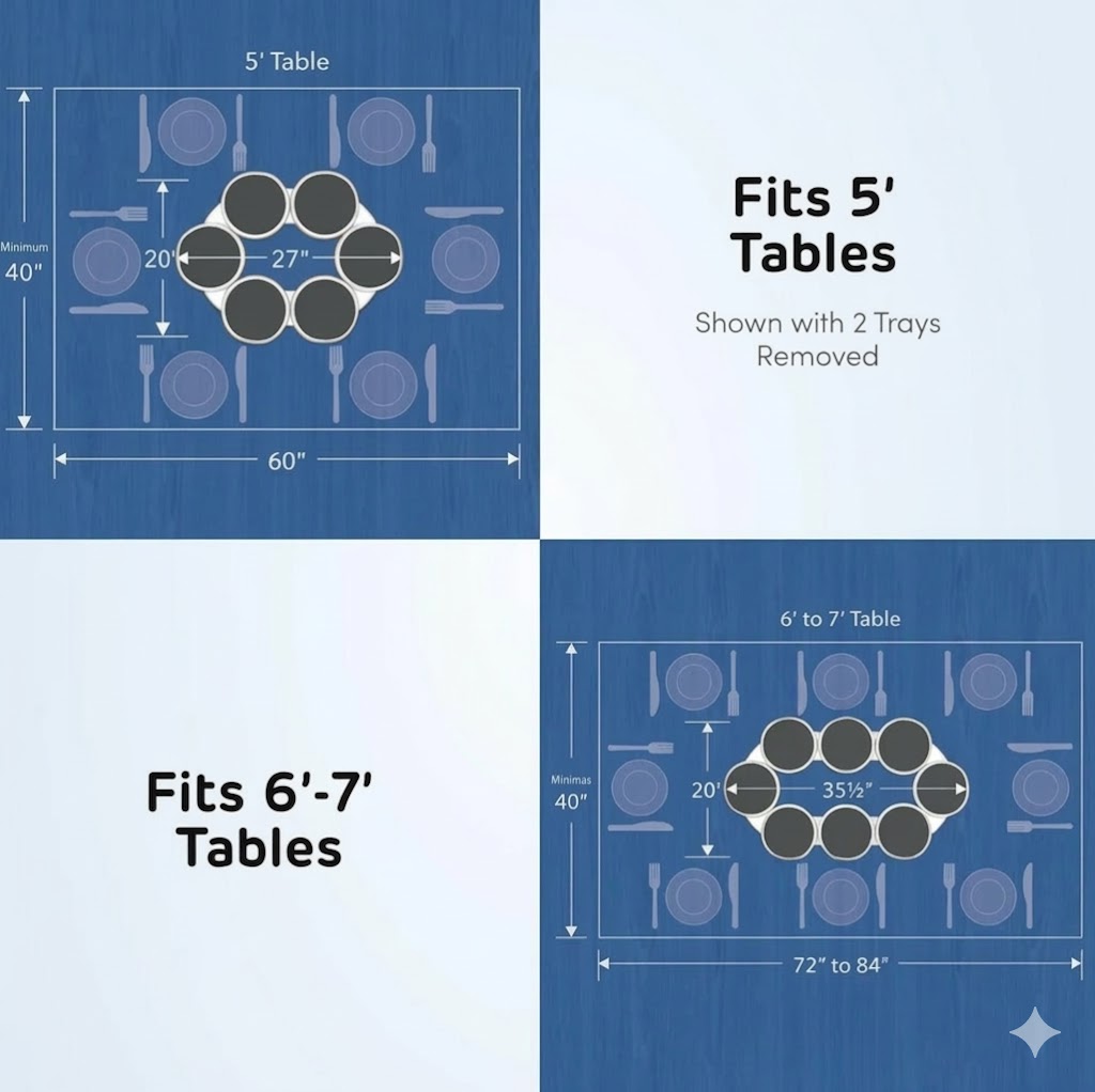 8pcs Portable Rotating Lazy Susan Tray, Kitchen Dining Table Rotating Tray Expandable Track for Kitchen and Dining Table