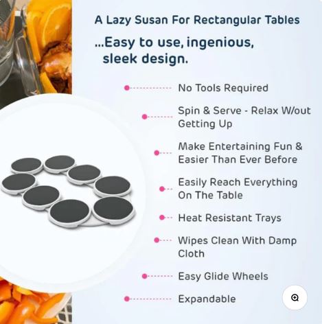 8pcs Portable Rotating Lazy Susan Tray, Kitchen Dining Table Rotating Tray Expandable Track for Kitchen and Dining Table