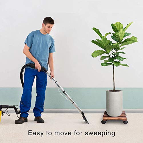 Wooden Plant Roller Stand with Lockable Wheels Caddy Planter Trolley